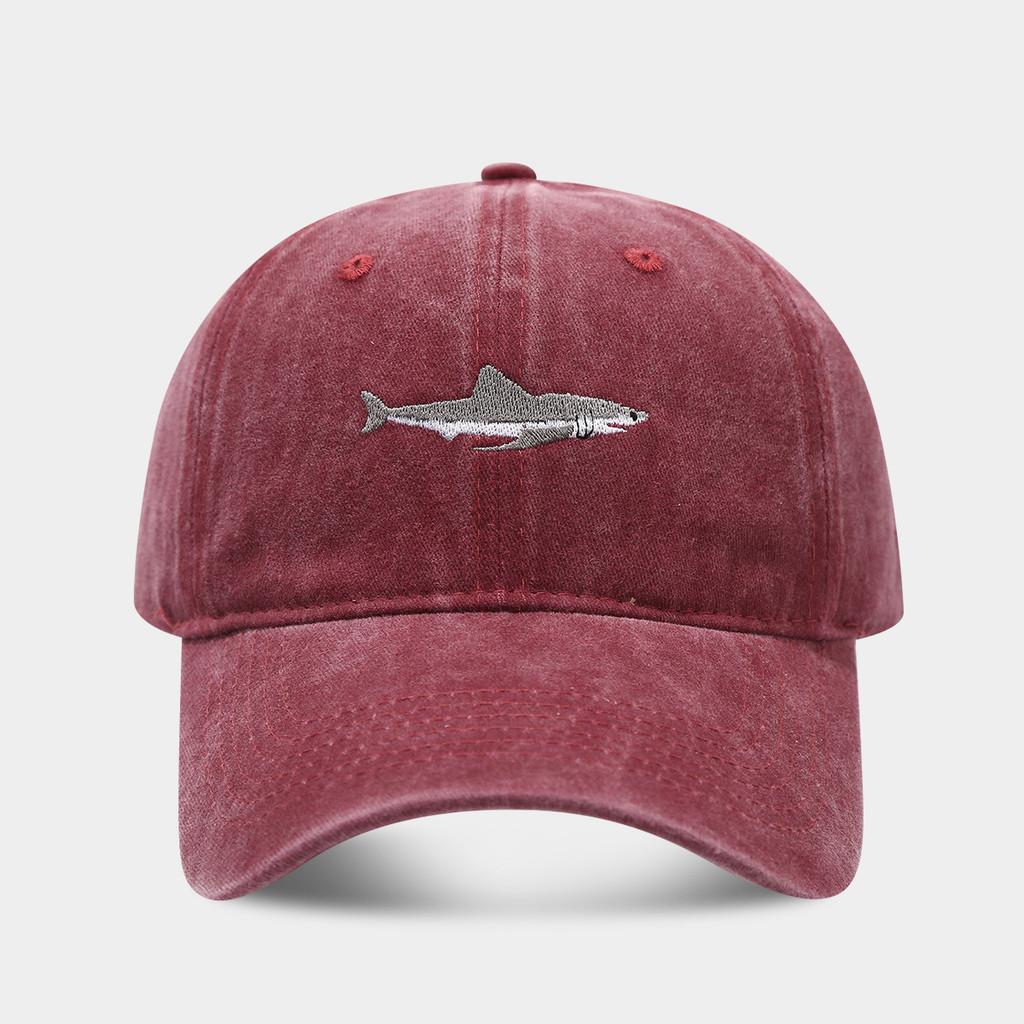 Vintage Haifisch Baumwoll-Baseballkappe Mit Stickerei Für Streetwear Und Sonnenschutz
