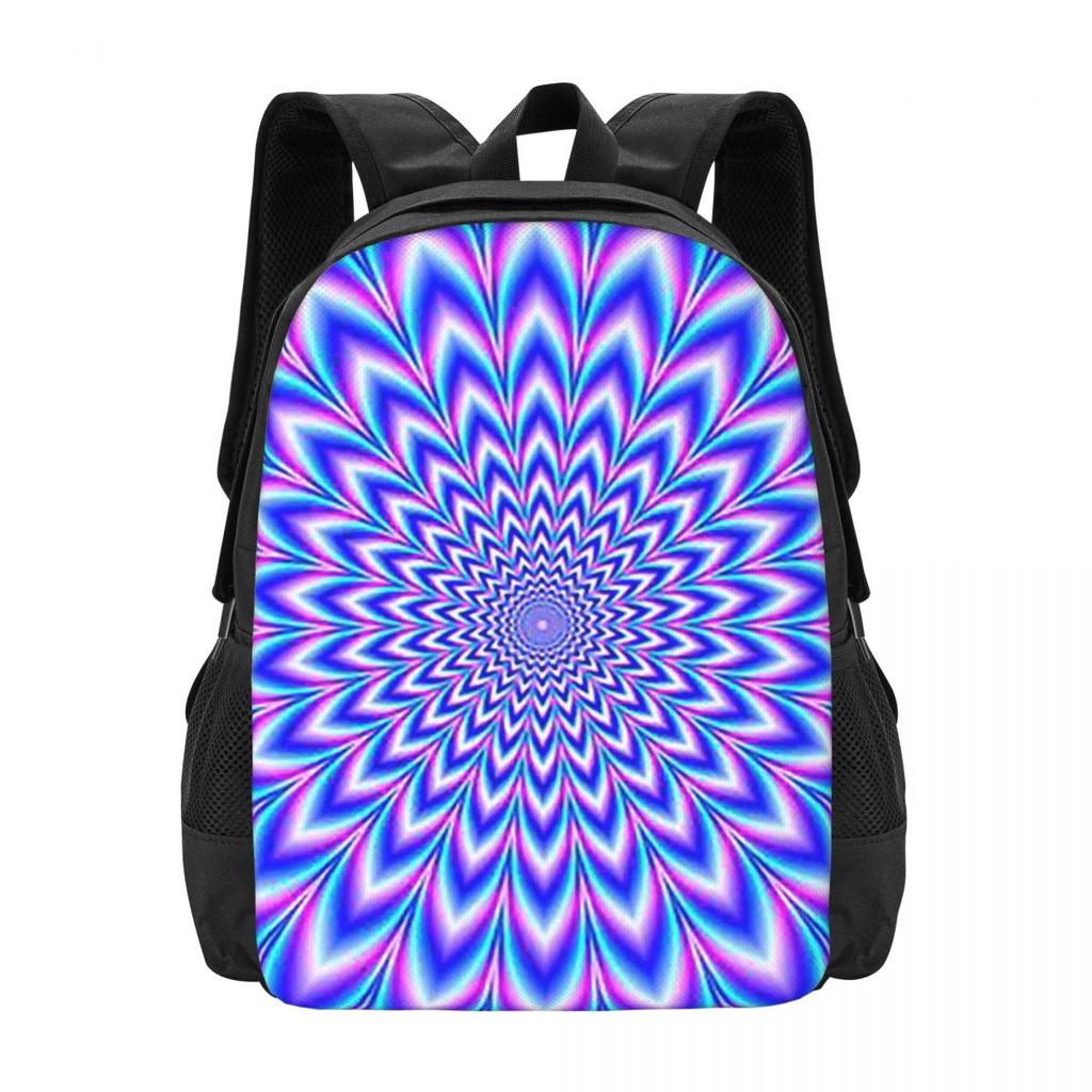 Psychedelic Pulse In Blue And Pink Backpack Hot Sale Daypack Large Capacity Kids BookBag School Bag Shoulder Bags for Men Women