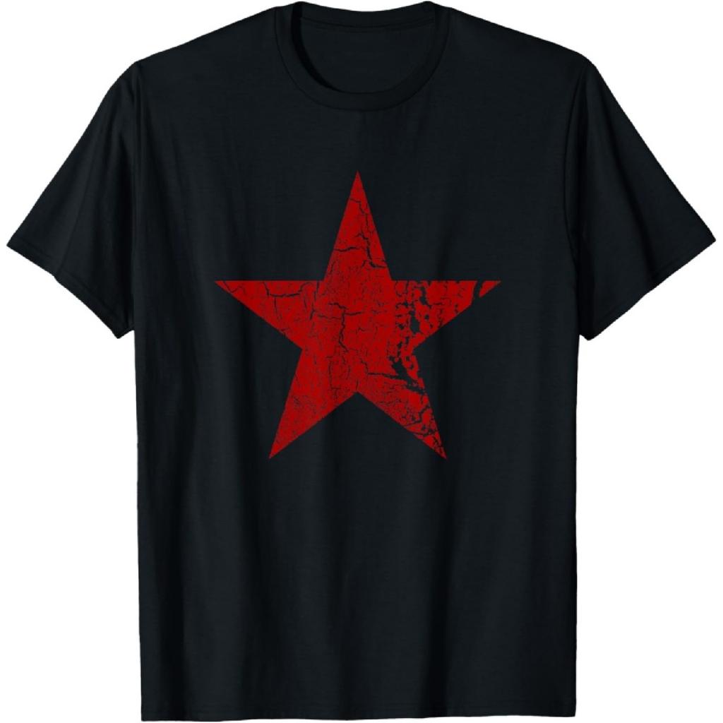 T-shirt Rossa Stella Grunge Usurata - Colore Vintage Stella Rossa
