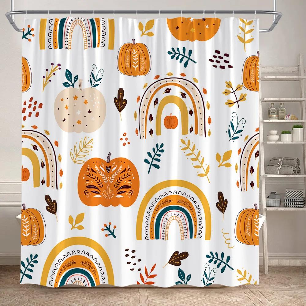 Cartoon Animals Shower Curtains Cute Fox Lion Deer Rabbit Autumn Floral Plant Kids Bath Curtain Polyester Bathroom Bathtub Dec