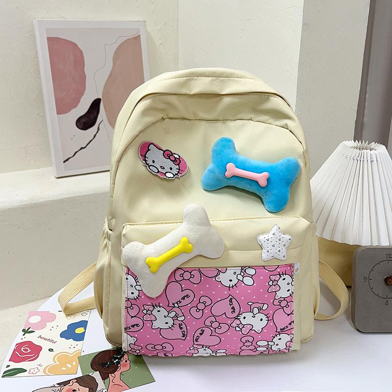 Schoolbag New Niche Cute Cartoon KT Cat Bone Backpack Small Fresh Student Schoolbag Casual Large Capacity Backpack