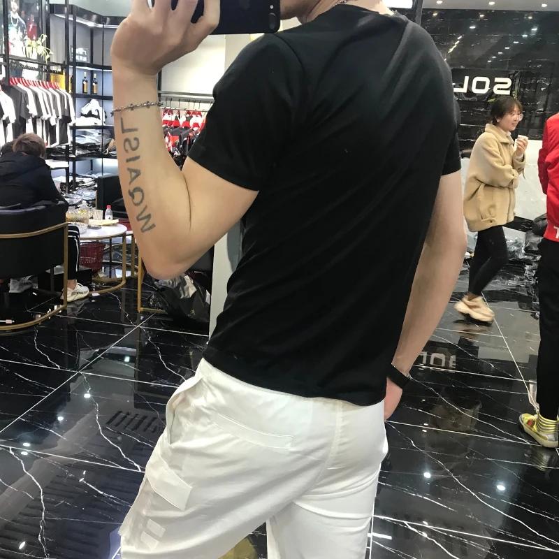 Unisex's Summer Plus Size Hip-Hop T-Shirt Personality Hair Stylist Street Cartoon Fashion Trend Hot Diamond Short Sleeve