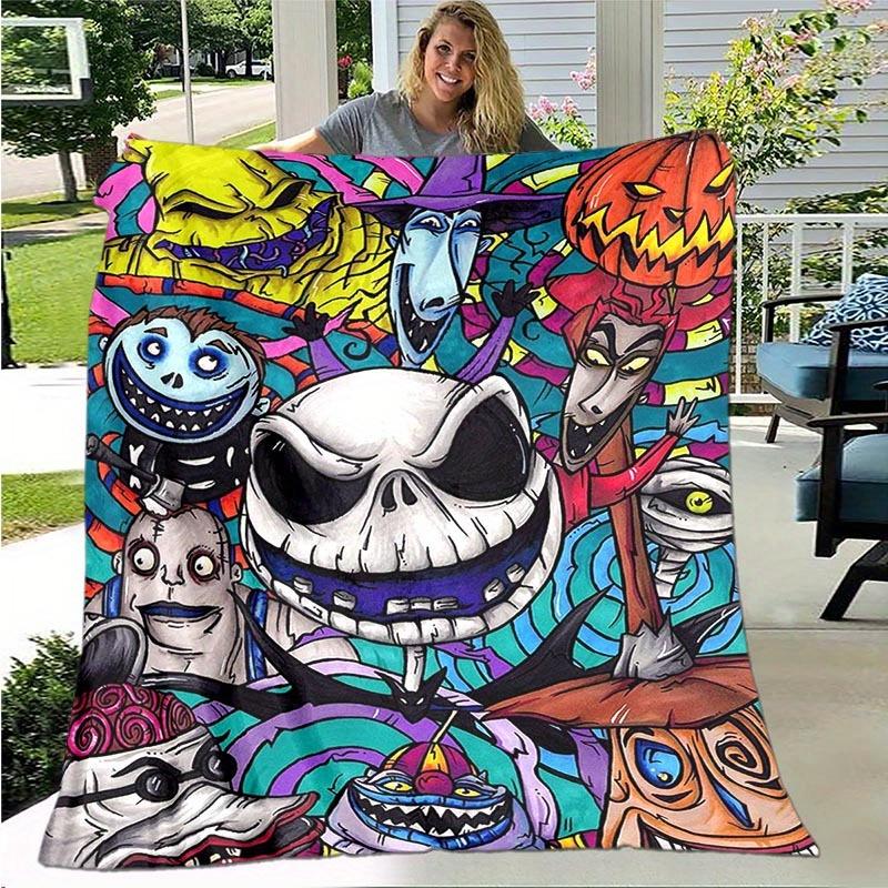 1pc The Nightmare Before Christmas Printing Blanket - Soft, All-Season Throw for Living Room, Bedroom,Personalized Gift with Adorable Cartoon Design