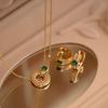 "Matcha Donut" Gold-Plated With Green Agate Retro Necklace Twist French Style Pendant Starry Sky Compass
