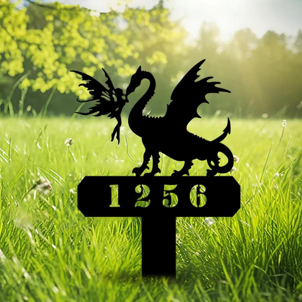 Metal Dragon Garden Stake Fairy Yard Art Outdoor Decor