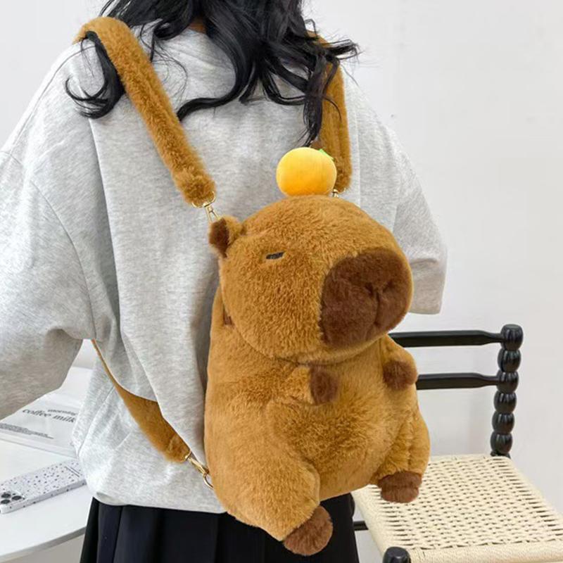 Модный милый повседневный мультяшный плюшевый рюкзак в виде капибары для женщин