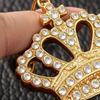 Keychain Pendant Transparent Rhinestones Crown Design Key Ring with Extended Chain