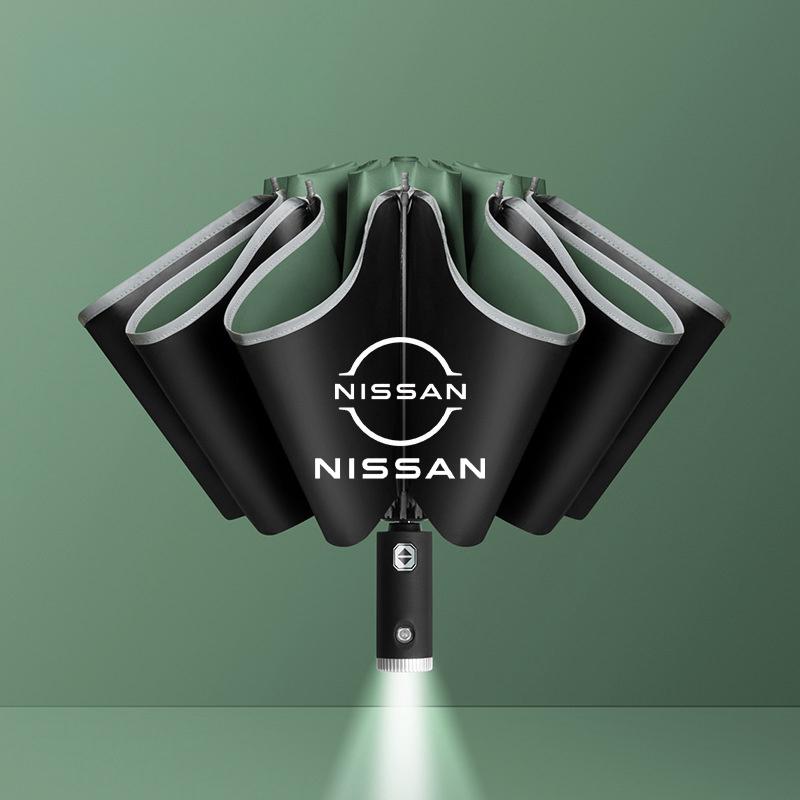 Regenschirm mit LED-Reflexstreifen Regen Windschirm Für Nissan sentra Serena maxima Versa Juke Micra rogue tiida x-trail nismo