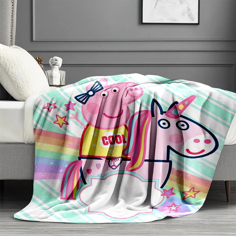Peppa Pig Print Blanket - Soft & Comfortable, for Bedroom, Travel, Sofa, Home Decoration - Birthday Christmas Gift for Friend