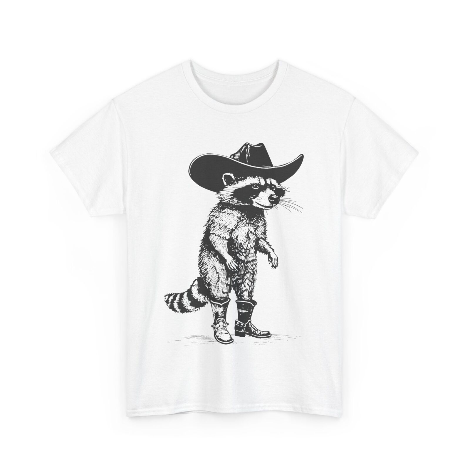 Raccoon Cowboy T-Shirt Mens Womens Tees Top, Raccoon Animals Lovers Western Women Men Shirt M
