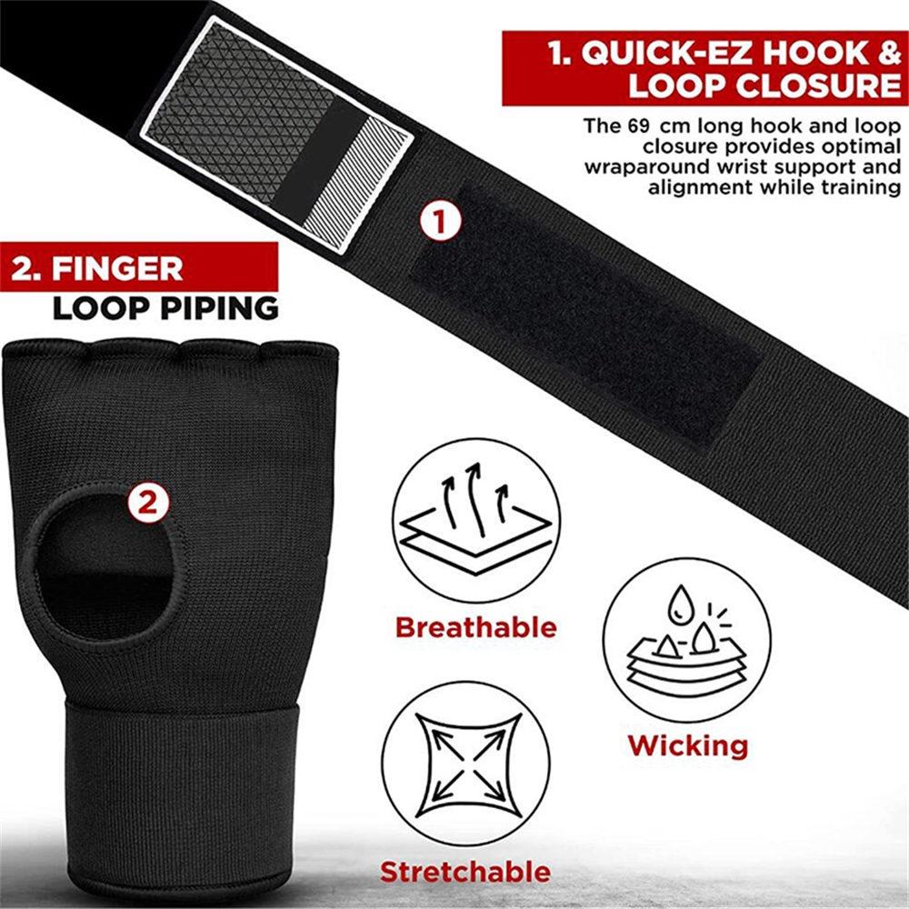 1 Paar Gel Bokshandschoenen Handwraps Verstelbare Halve Vinger Handschoenen Ondersteuning met Lange Polsband MMA Boksen Handbeschermingsuitrusting