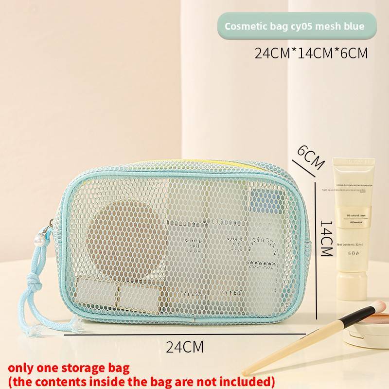 Borsa da Trucco Moderna con Zip in Rete e Organizzazione Multifunzionale per Viaggio e Articoli da Toeletta