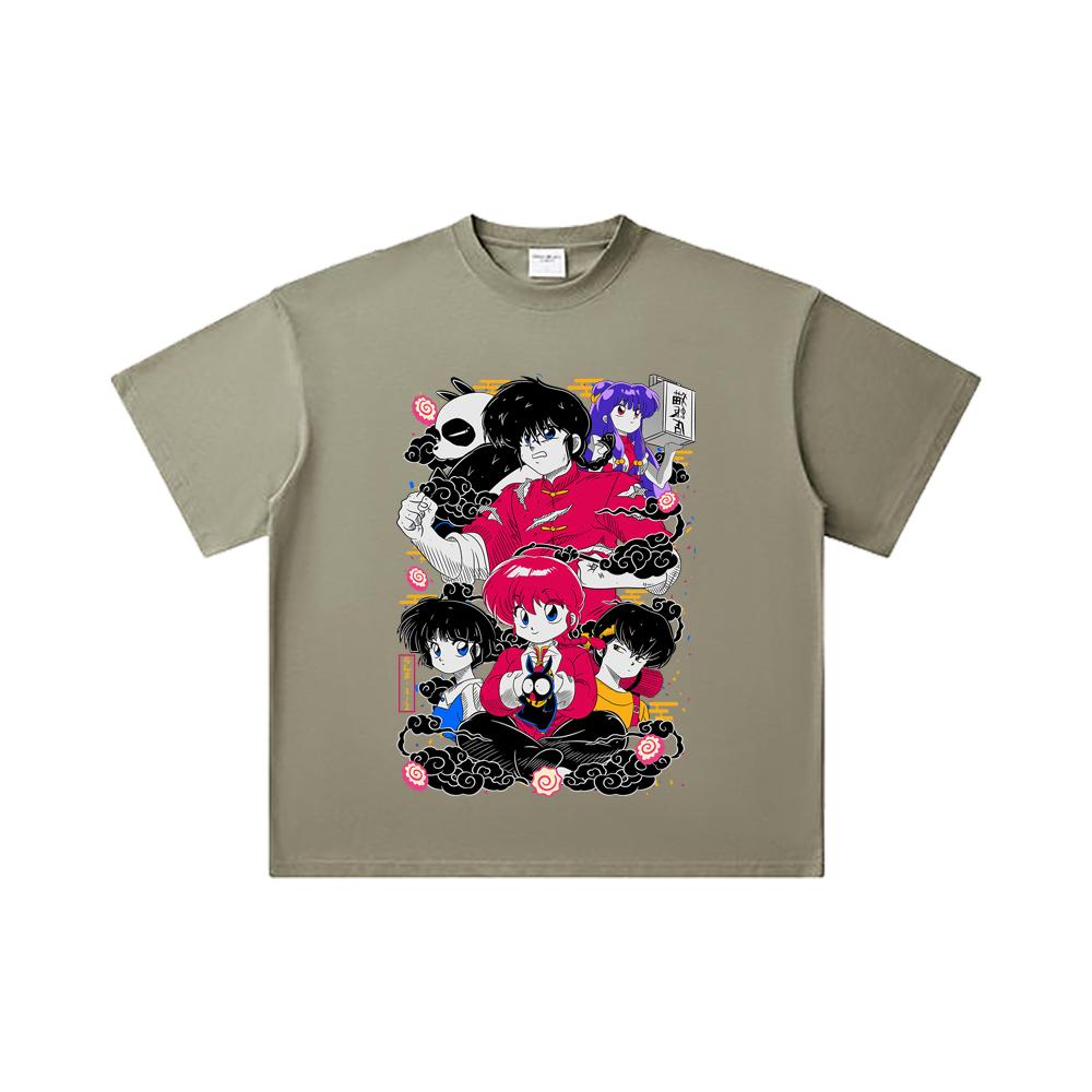 260 GSM Double Yarn 32 Count 100% Cotton Ranma 12 V2 Print Unisex Heavy Cotton T Shirt
