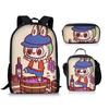 School bag new three-piece meal bag pencil bag student baby backpack cute versatile portable