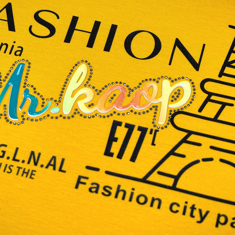 Luxury Men's Mercerized Cotton Round Neck T-shirt with 3D Hot Drilling Design