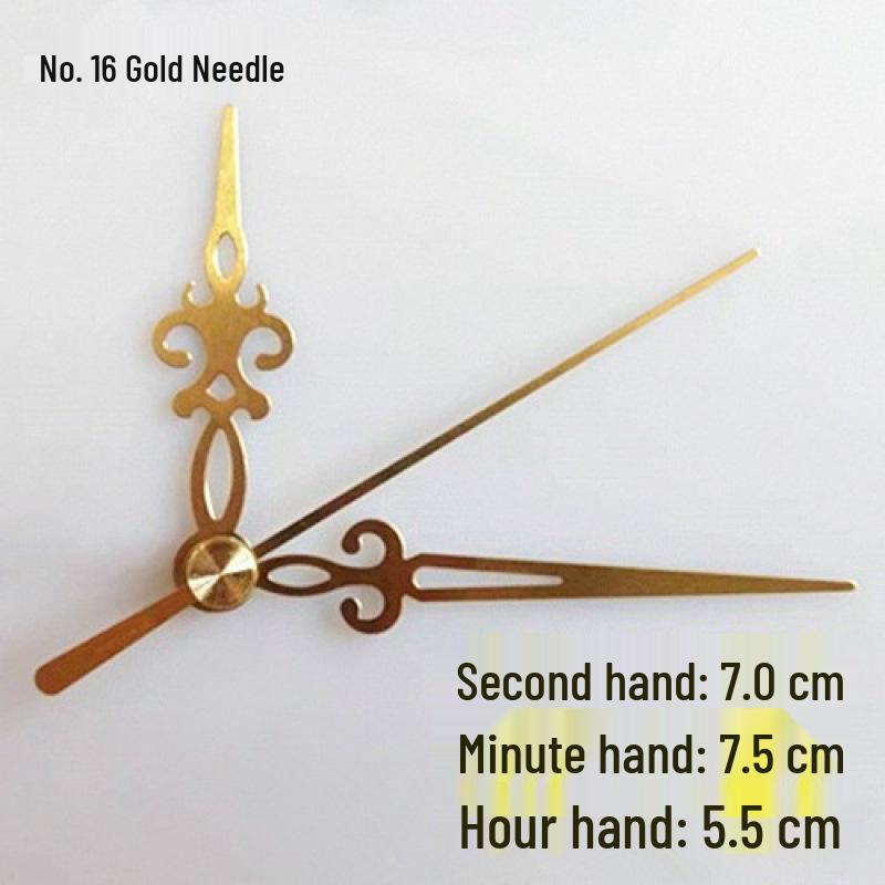 Gold Pointer DIY Quartz Clock Hands for Wall Clocks - Cross Stitch & Metal Design