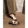 Sheepskin Version of Genuine Leather Two Wear French Wedge Heel Retro One-word Slippers Women's Summer Wear Temperament High Heels Cool Slippers