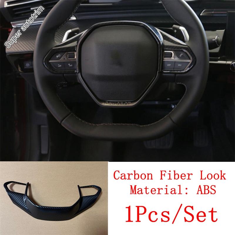 Panneau de Cadre de Volant de Voiture Couvercle de Garniture de Décoration Pour Peugeot 208 2008 3008 5008 ABS Style Fibre de Carbone Accessoires Intérieurs