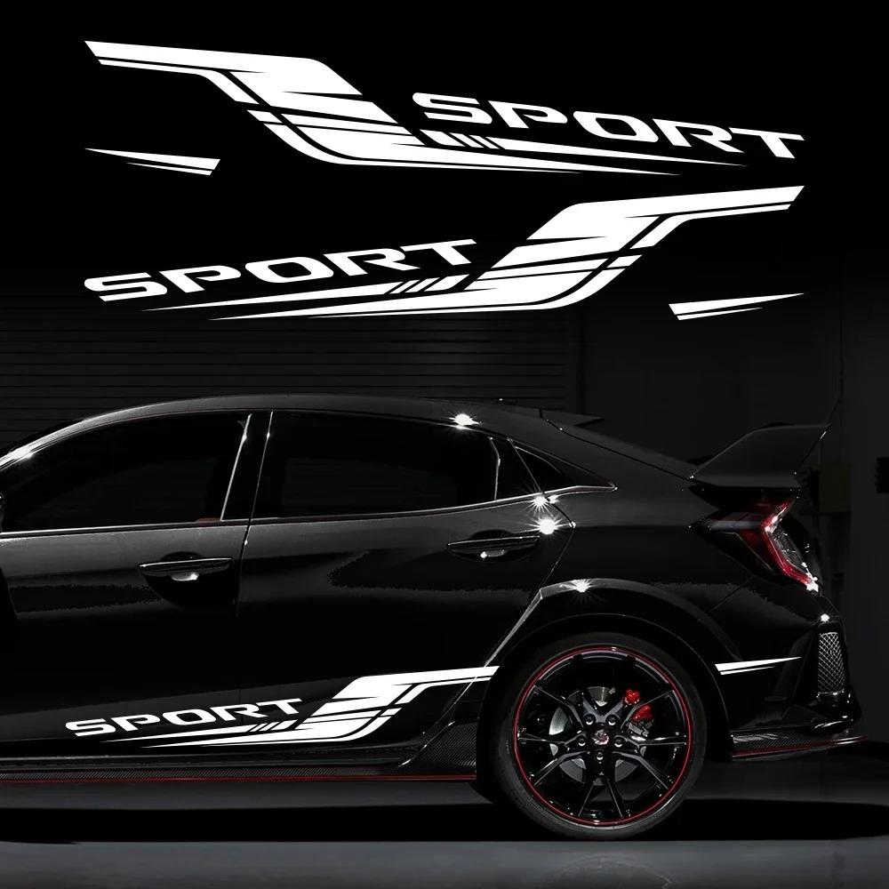 2PCS Car Door Side Stickers Waterproof Vinyl Decals Self-adhesive PVC Car Body Decoration Stickers Accessories For Honda Type-R