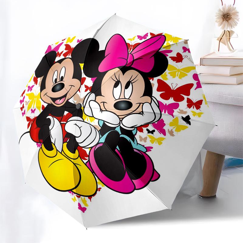 Mickey Mouse,Minnie Mouse Automatic Umbrella - Tri-fold Portable Umbrella, Best Holiday Gift for Men and Women, Durable Iron Frame, Playful
