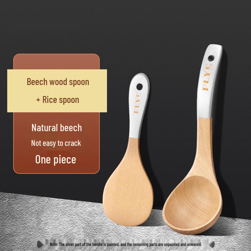 Beech Wood High-Temperature Resistant Spatula Set for Non-Stick Pans