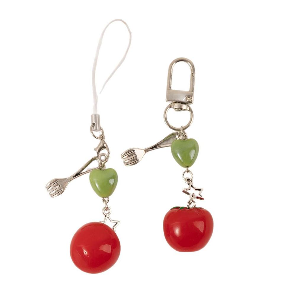 Charming Fruit Tomato Phone & Bag Beaded Keyring