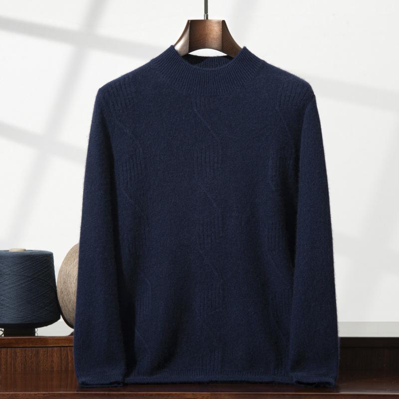 2025 high-end 100 cashmere shirt semi-turtleneck loose thickened inner sweater