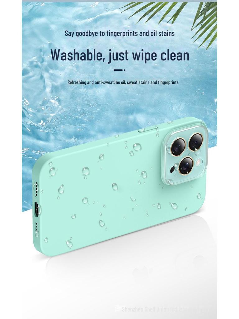 Crystal Lens Mobile Phone Case - Liquid Silicone Small Window for Apple 15 Pro Max, 14/13 Anti-fall Cover