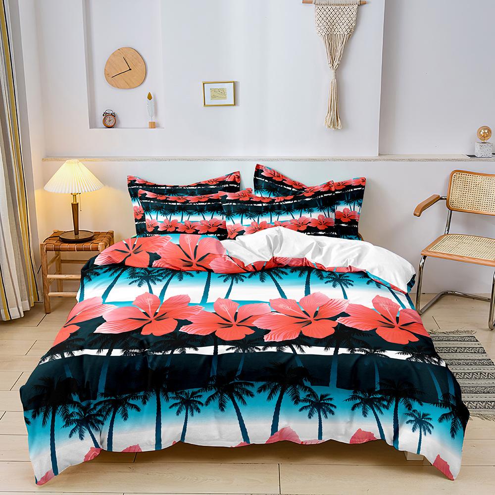 3D Digital Printing Three-Piece Set, Quilt Cover, Bed Sheet, Pillowcase, Cartoon Kit