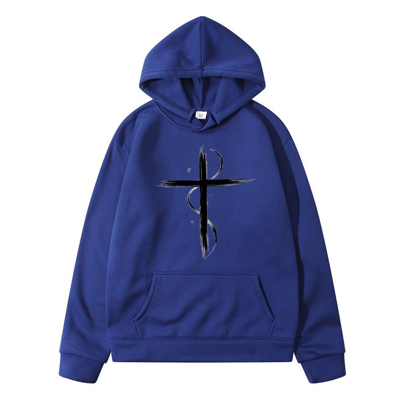 Kreuz gedruckt Neu in Hoodies Sweatshirts Harajuku Herren Sweat-Shirt Herbst reine Baumwolle Kleidung Mode lässig