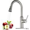 Arofa Kitchen Faucet with Pull Down Sprayer, Brushed Nickel Kitchen Sink Faucet 1-3 Hole Single Handle High Arc Stainless Steel Commercial Modern