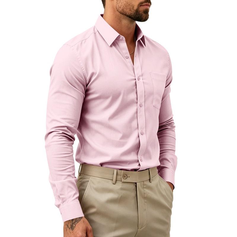 Men S Classic Casual Long Sleeve Button Down Solid Color Shirt