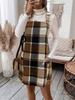 Women's Casual Plaid Overall Dress with Pockets