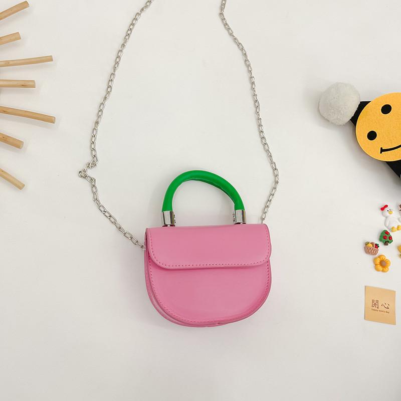 Fashionable Girls Mini Pu Handbag Chic Color Block Design Perfect For Everyday Use