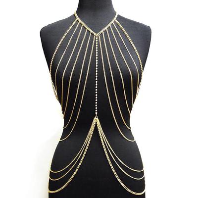 Multilayer Women Body Chain Harness Female Chest Chain Shiny Sexy Accessories Waist Jewelry Body Decoration