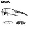 Saiwein SCVCN Cycling Glasses, Professional Windproof Goggles for Outdoor Road Bike Sports, Color-changing for Men and Women with Nearsightedness