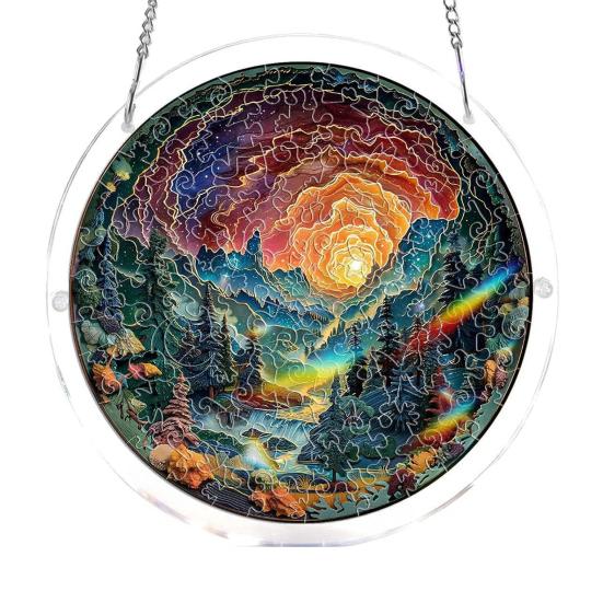 Acryl Puzzle Sonnenfänger 83 Teile DIY Sonnenfänger Bastelset für Erwachsene Buntglas Fenster Hängeornament für Haus Garten Dekoration