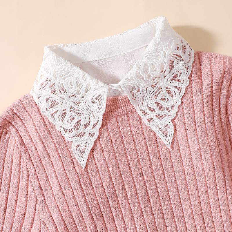 Women's Fashion Peach Heart Embroidered Collar, Professional Casual Versatile Decoration, Chiffon Fake Collar