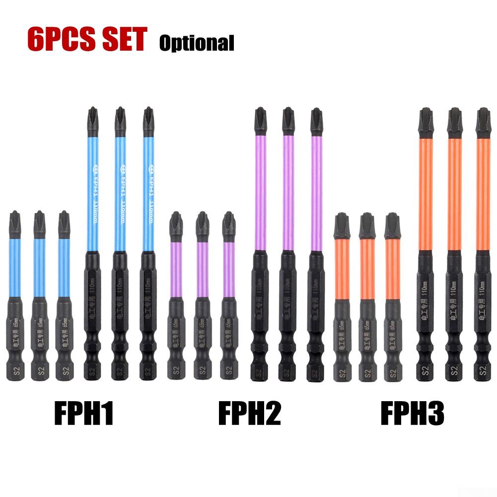3 x 65 mm + 3 x 110 mm, 6 x Schraubendreher-Bits, FPH1, FPH2, FPH3, Handwerkzeuge