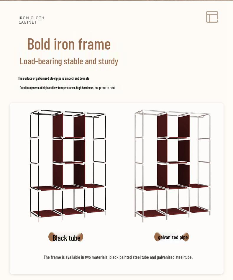 Large Capacity Non-Woven Fabric Wardrobe with Steel Frame & Folding Design