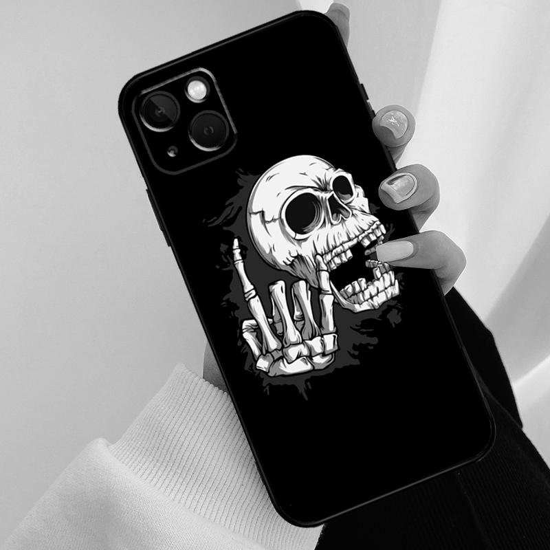 Rock and Roll Skull Phone Case For iPhone 17 Pro Max 16 15 14 11 12 13 Pro Max mini 15 16 Plus 16e 17 Air Cover