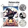 Pearl Painting DIY Kit Frameless Halloween Black Cat Pumpkin Pattern Shiny Bead Art Canvas Creative Wall Decor Holiday Gift