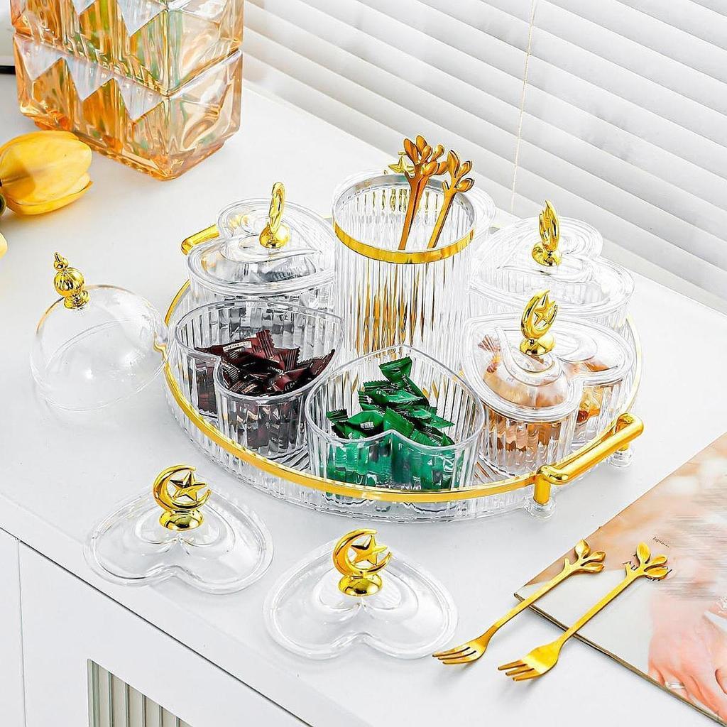 Dried Fruit Plate Candy Dish with Lid Stand,Divided Serving Dish,Appetizer Plate,for Wedding