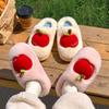 Apple Cotton Slippers Women's Autumn and Winter New Indoor Home Fleece Warm Couple Thick-soled Plush Cotton Shoes Men