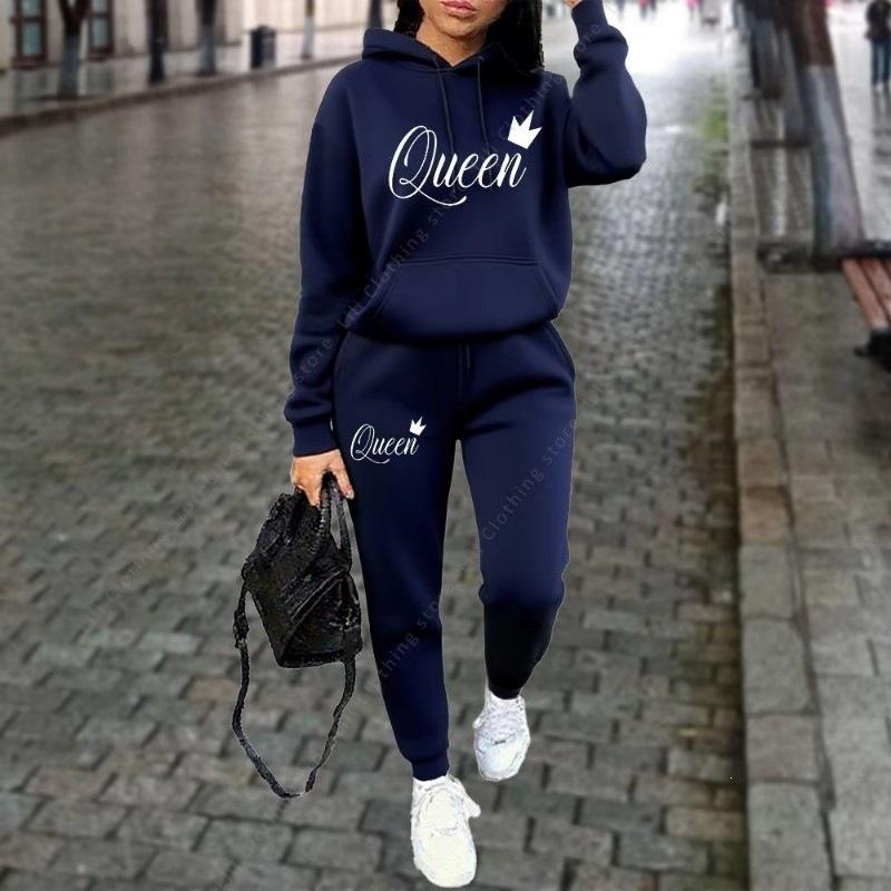 Burgundy Simple Hooded Sweater Corset Sweatpants Casual Two-piece Suit Women