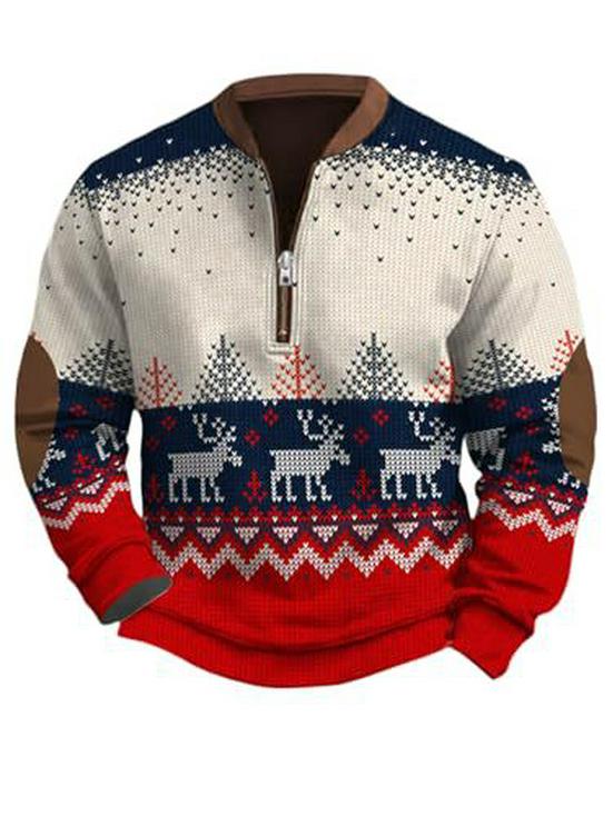 Men's Christmas Reindeer Elk Forest Print Hoodie - 2025 Autumn Collection