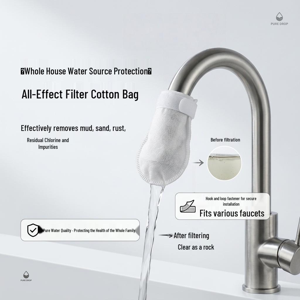 Universal Cotton Faucet Filter Bag for Hot/Cold Water, Spring Water, Rust, and Impurities