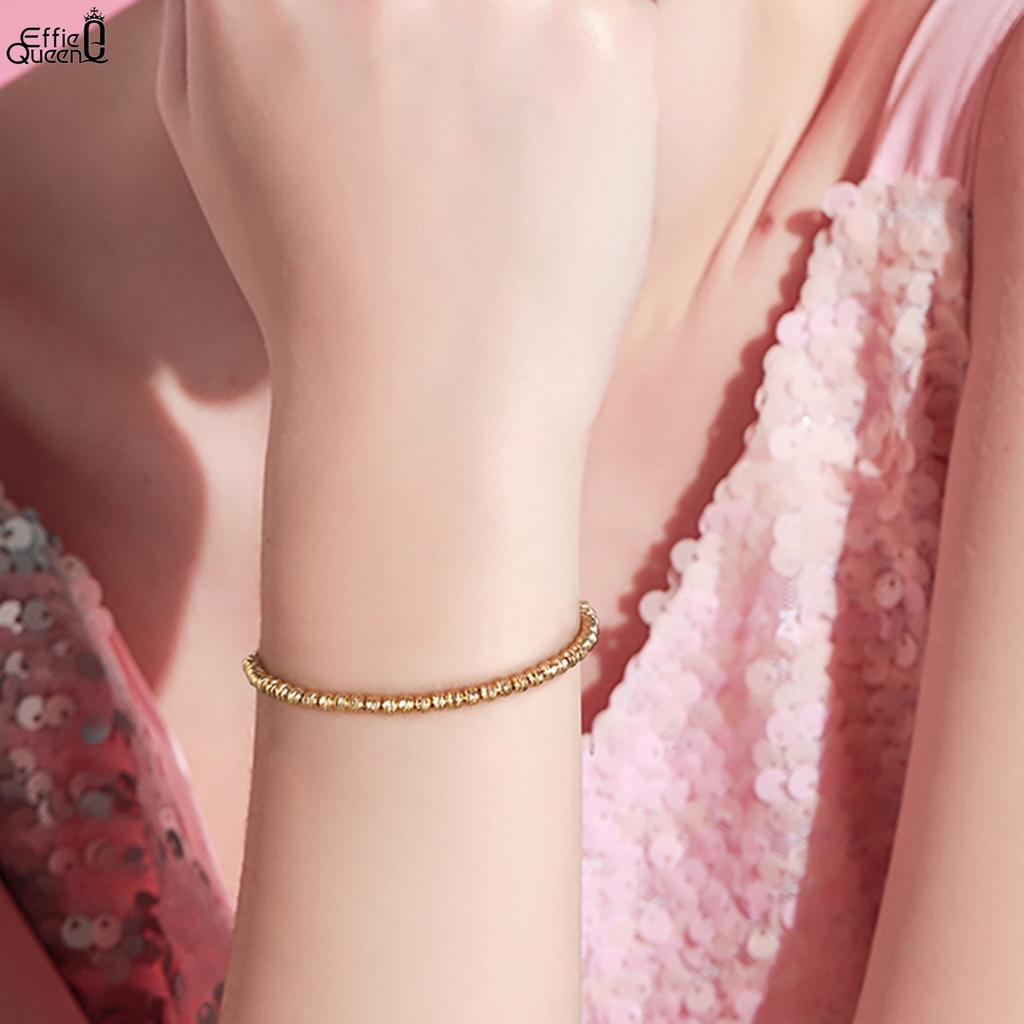 EFFIE QUEEN 3MM Perlenarmband für Damen Verstellbar Einfacher Alltags Schmuck 925 Sterling Silber Perlen Boxkettenarmband Geschenk SB125