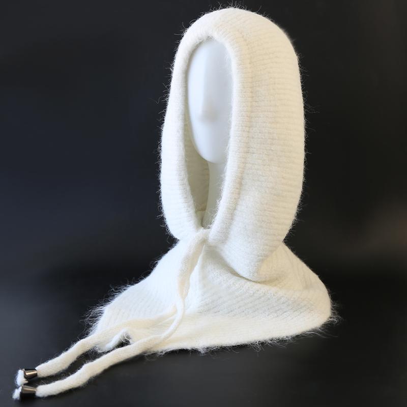 Winter Balaclava Hat Scarf for Women Knitted Hooded Caps Outdoor Warm Slouchy   Warm Skiing Hat Outdoor Ear Protection Beanies