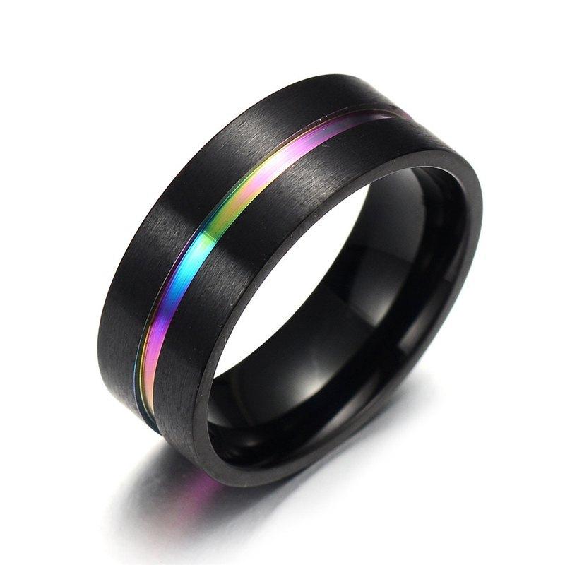 His and Hers Couple Rings Black Gold Color Womens Purple Zircon Wedding Ring Titanium Steel Mens Ring Wedding Band Jewelry Gifts